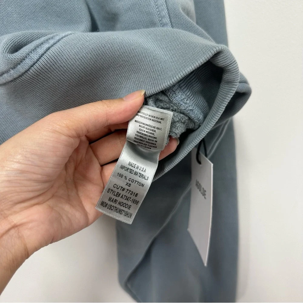 Agolde Mari Cropped Hoodie in Mineral Blue